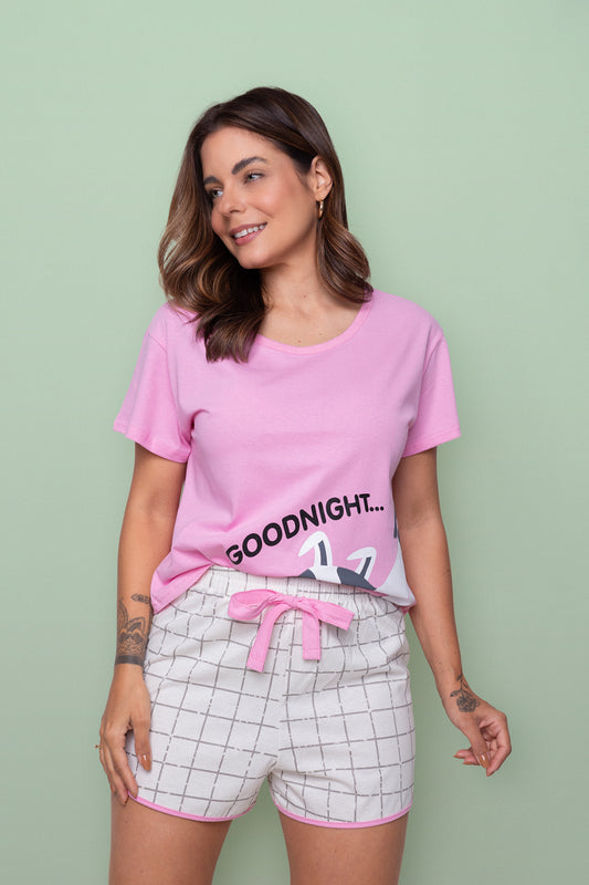 Women's Short Cotton Pajamas Dog Pink