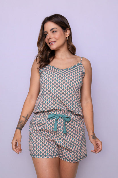 Women's Short Cotton Pajama Set in Arabesque