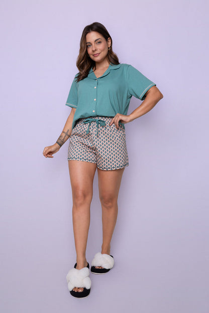 Women's Short Cotton Pajama Set in Arabesque