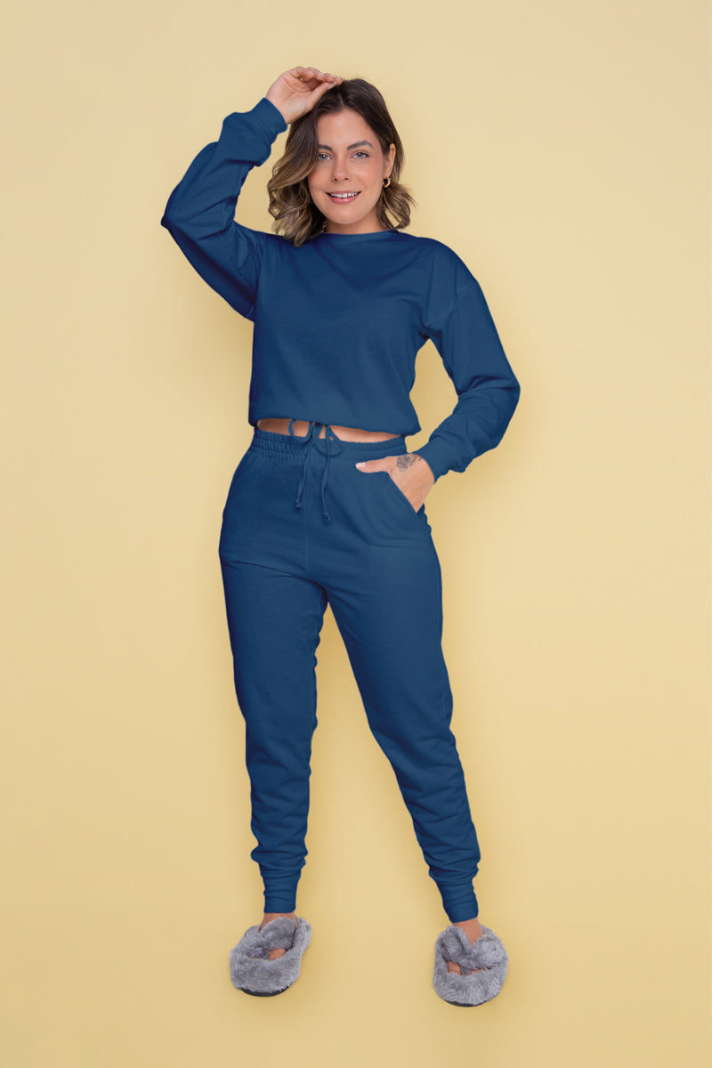 Women's HomeWear Set Long Navy Blue