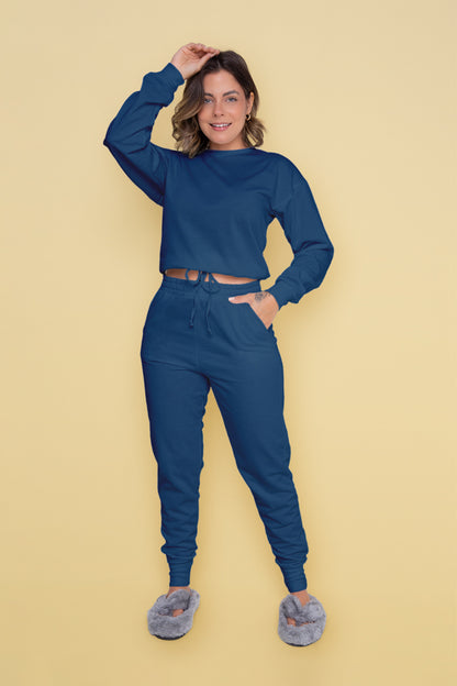 Women's HomeWear Set Long Navy Blue