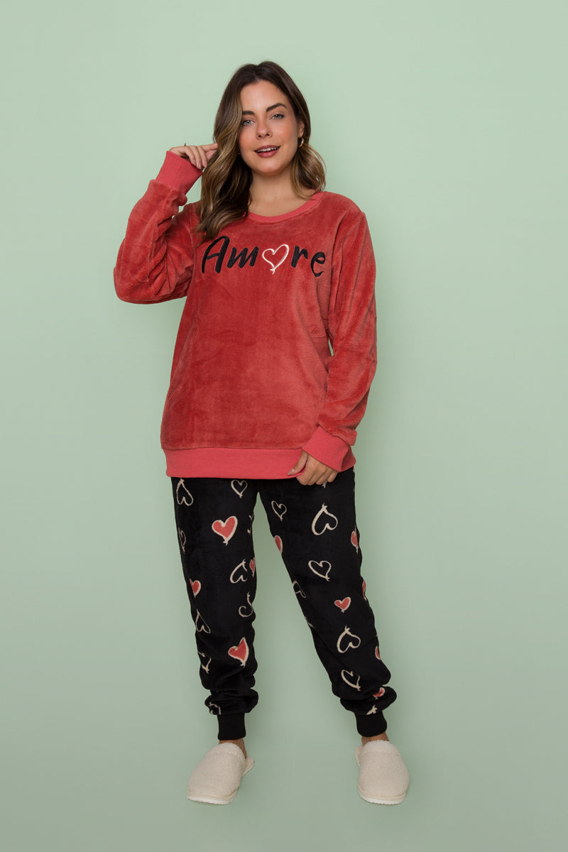 Women's Long American Pajama Fleece Love