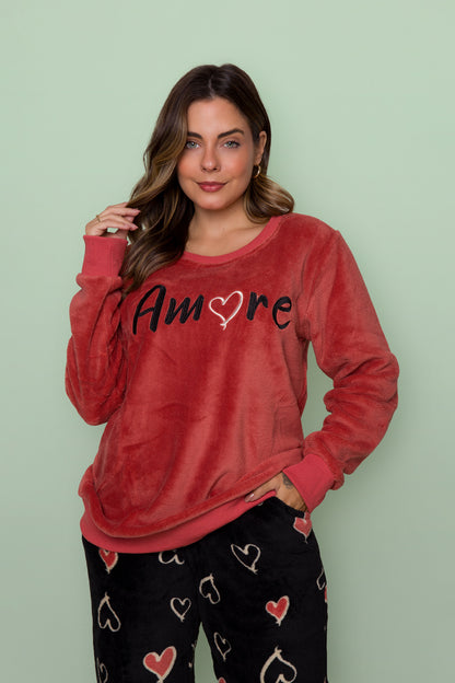 Women's Long American Pajama Fleece Love