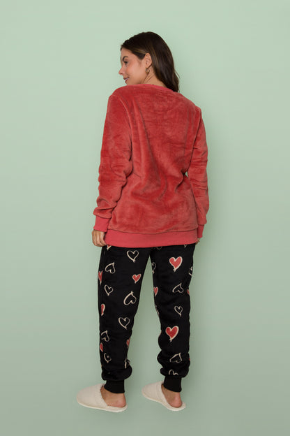 Women's Long American Pajama Fleece Love