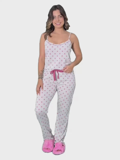 Women's Long Cami Pajama Set in Málaga Polka Dot