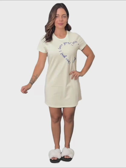 Women's Cotton Nightgown in Sweet Lime Hearts