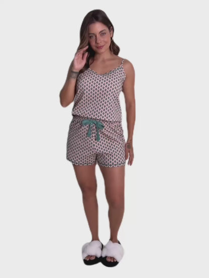 Women's Short Cotton Pajama Set in Arabesque